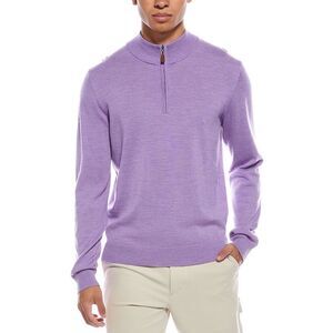Mette Mens  Merino Wool 1/4-Zip Mock Neck Sweater, Purple